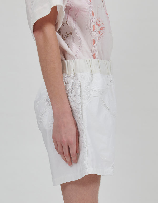 By Walid 19th Century Lace Marigold Shorts