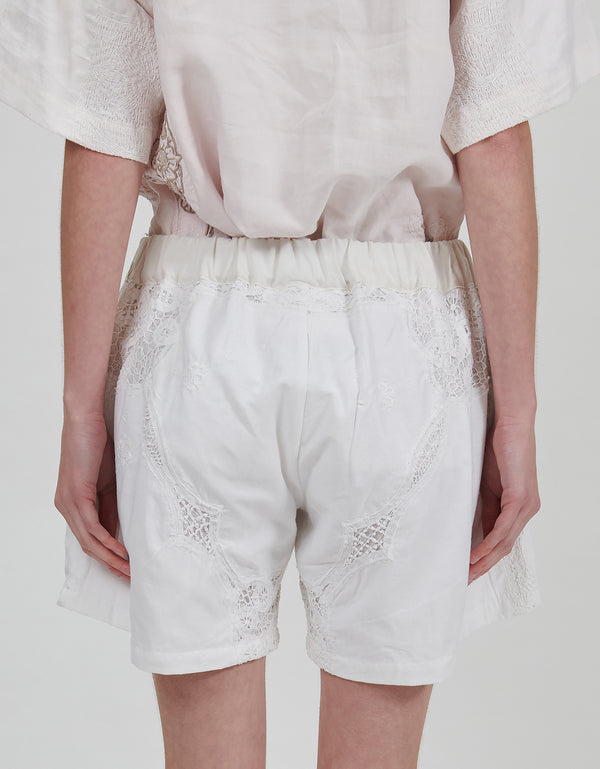 By Walid 19th Century Lace Marigold Shorts