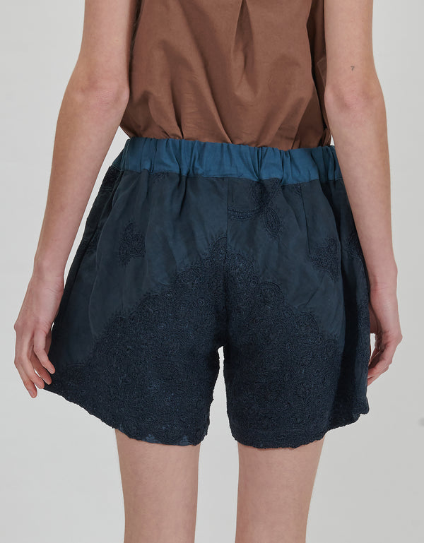 By Walid 19th Century Lace Marigold Shorts