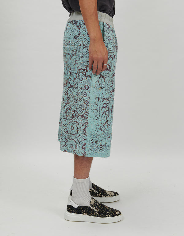 By Walid Antique Lace Bermuda Shorts