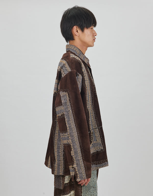 By Walid Antique Lace & Suede Rain Jacket