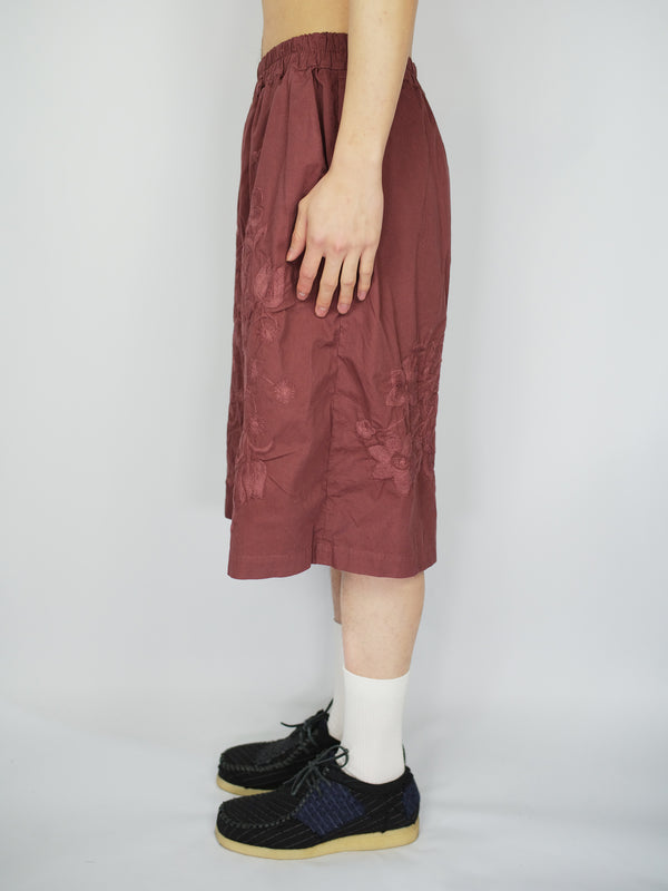 By Walid Vintage Embroidered Cotton Bermuda Shorts