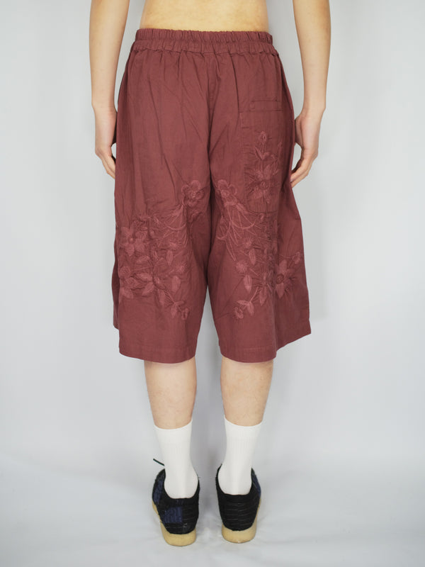 By Walid Vintage Embroidered Cotton Bermuda Shorts