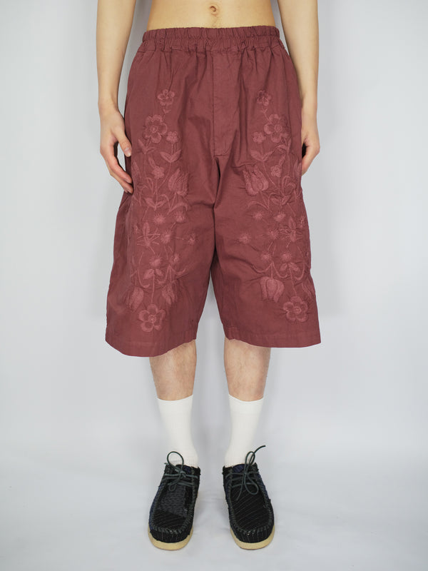 by walid Vintage Embroidered Cotton Bermuda Shorts