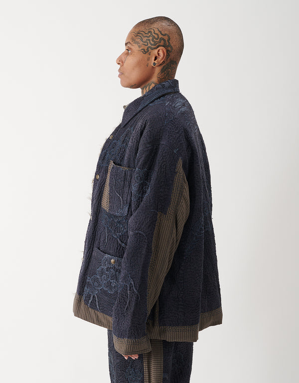 By Walid Vintage Kimono & Shearling Rain Jacket