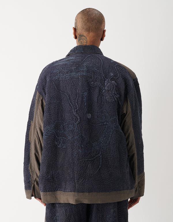 By Walid Vintage Kimono & Shearling Rain Jacket