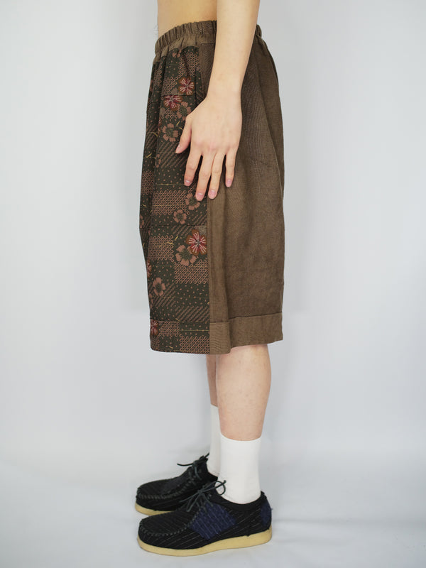 By Walid Vintage Japanese Silk Kimono Bermuda Shorts