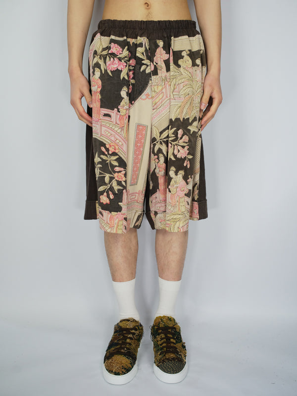 by walid Vintage Japanese Silk Kimono Bermuda Shorts