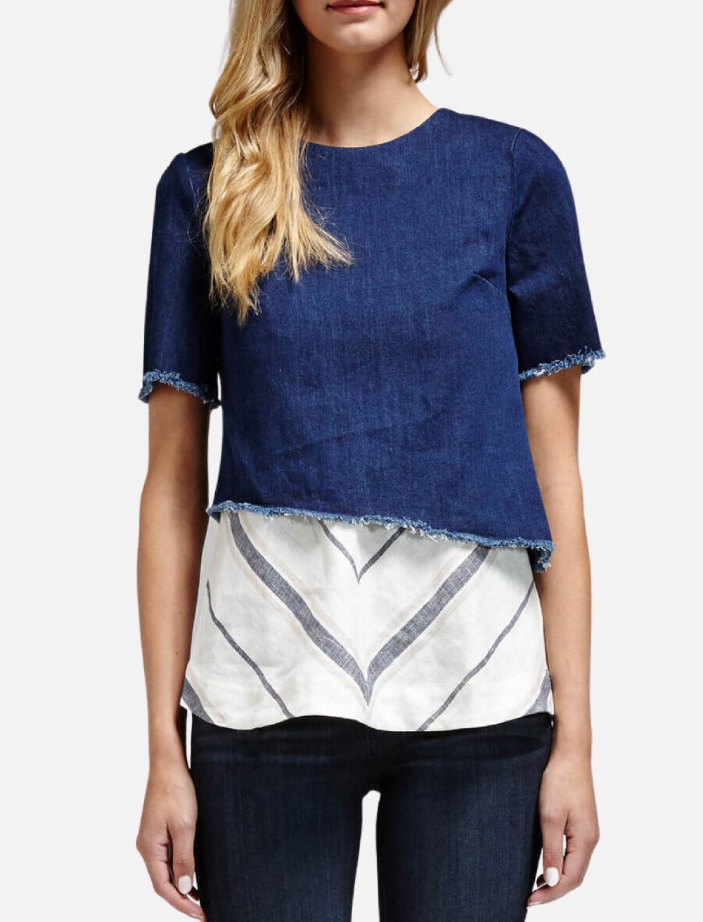 C & M Camilla And Marc Denim Asymmetric Tie Back Top
