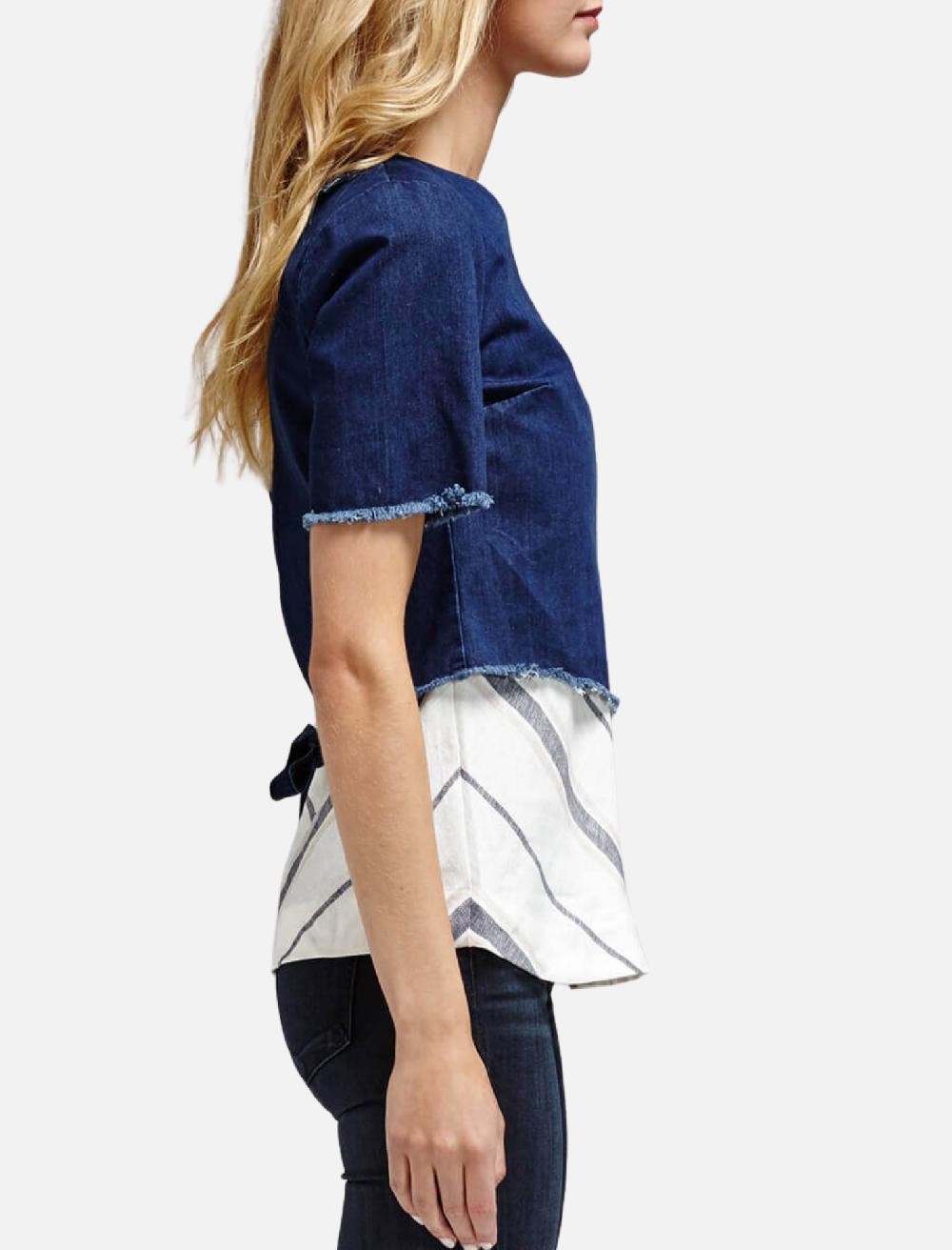 C & M Camilla And Marc Denim Asymmetric Tie Back Top
