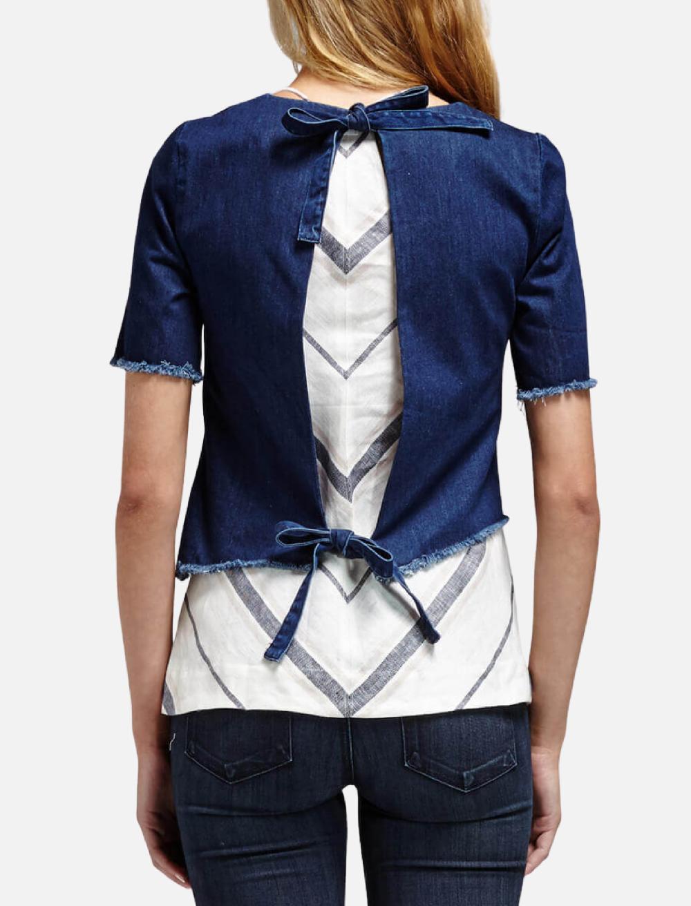 C & M Camilla And Marc Denim Asymmetric Tie Back Top