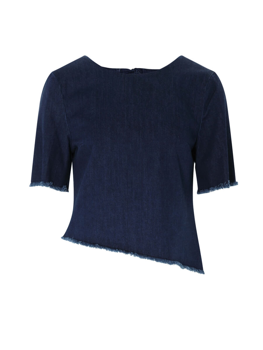 c & m camilla and marc Denim Asymmetric Tie Back Top