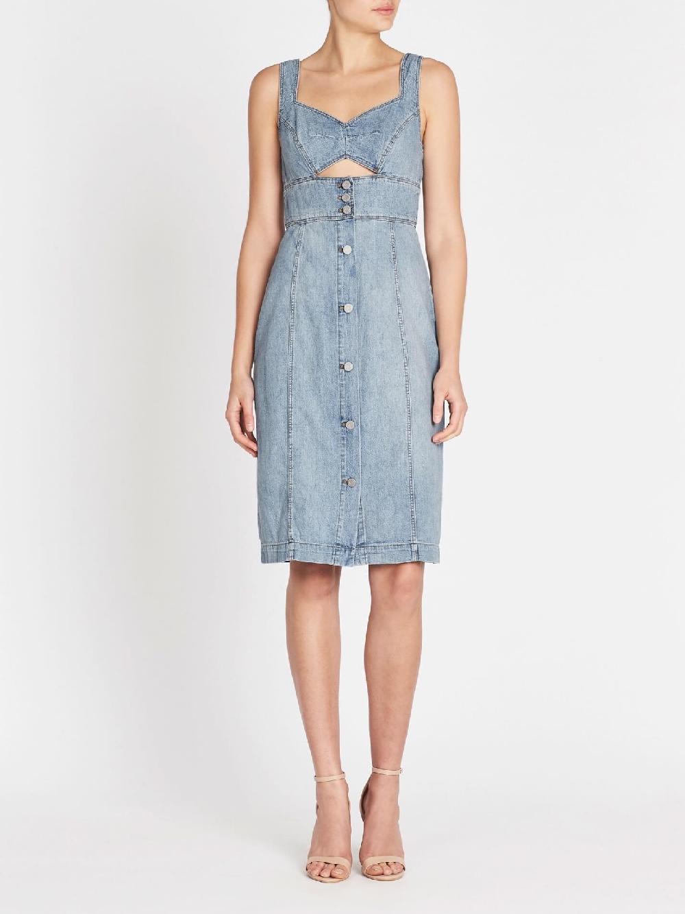 C & M Camilla And Marc Drapey Denim Cut-Out Dress