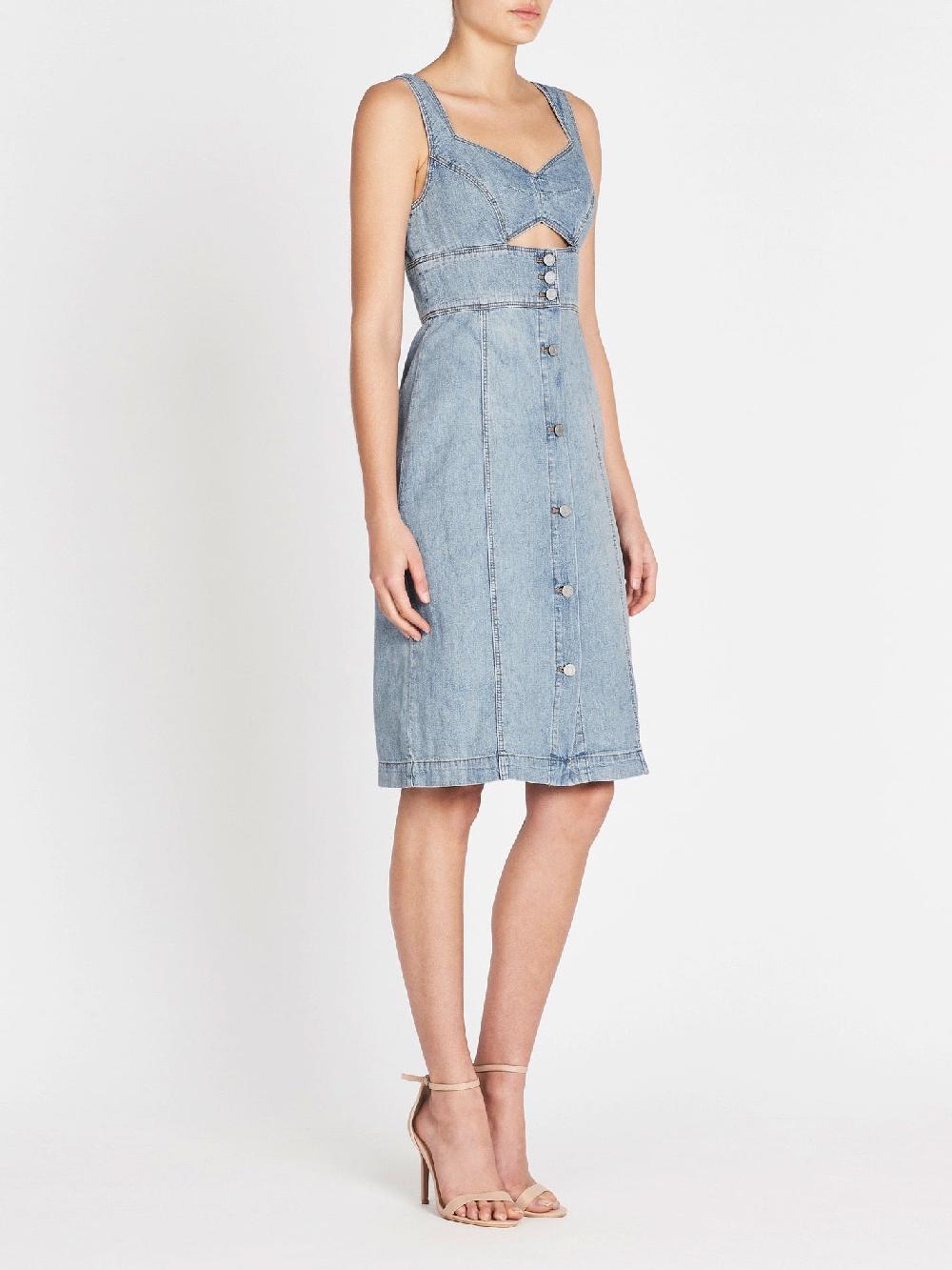 C & M Camilla And Marc Drapey Denim Cut-Out Dress