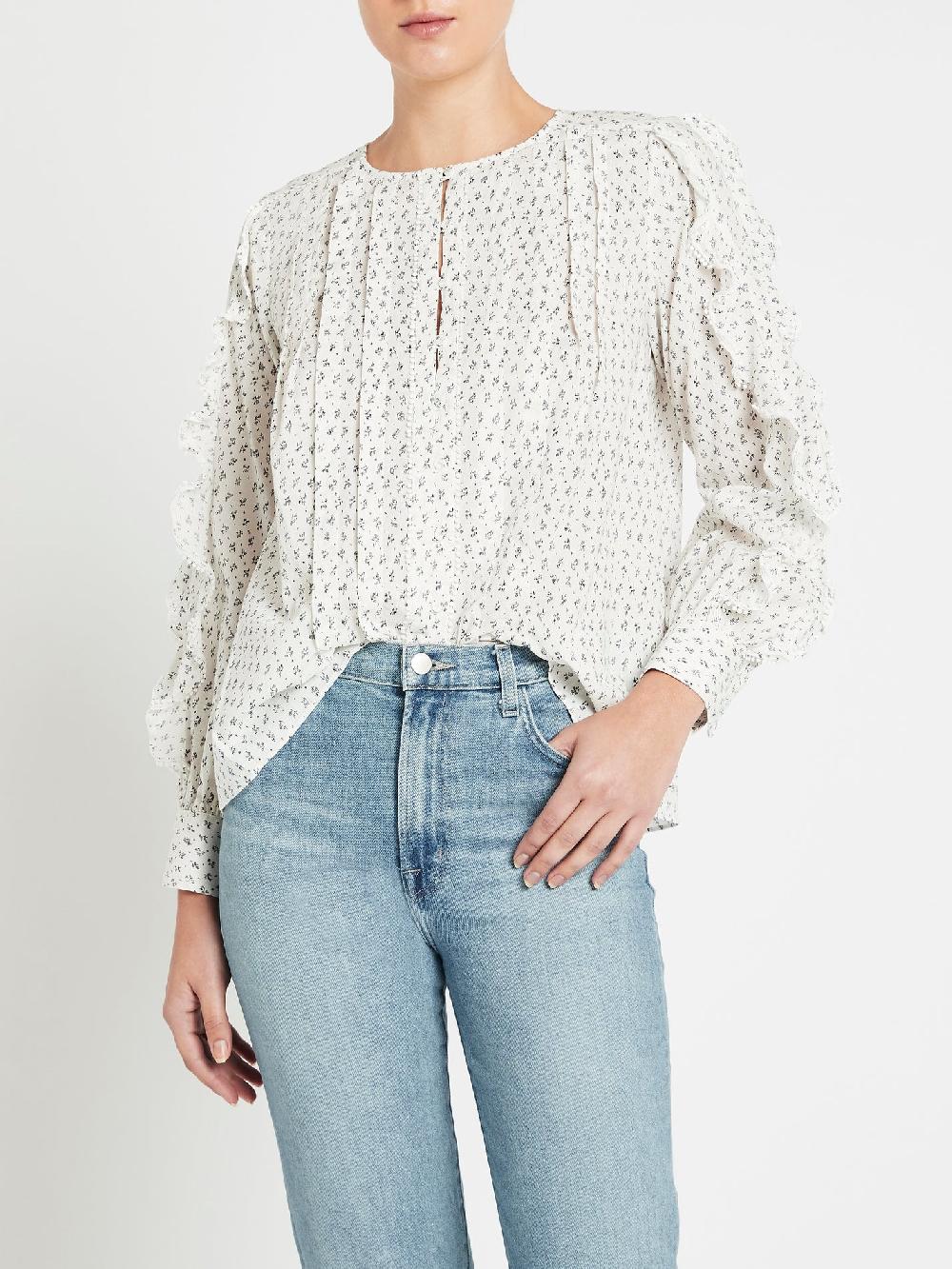 C & M Camilla And Marc Ikat Leaf Ruffle Blouse