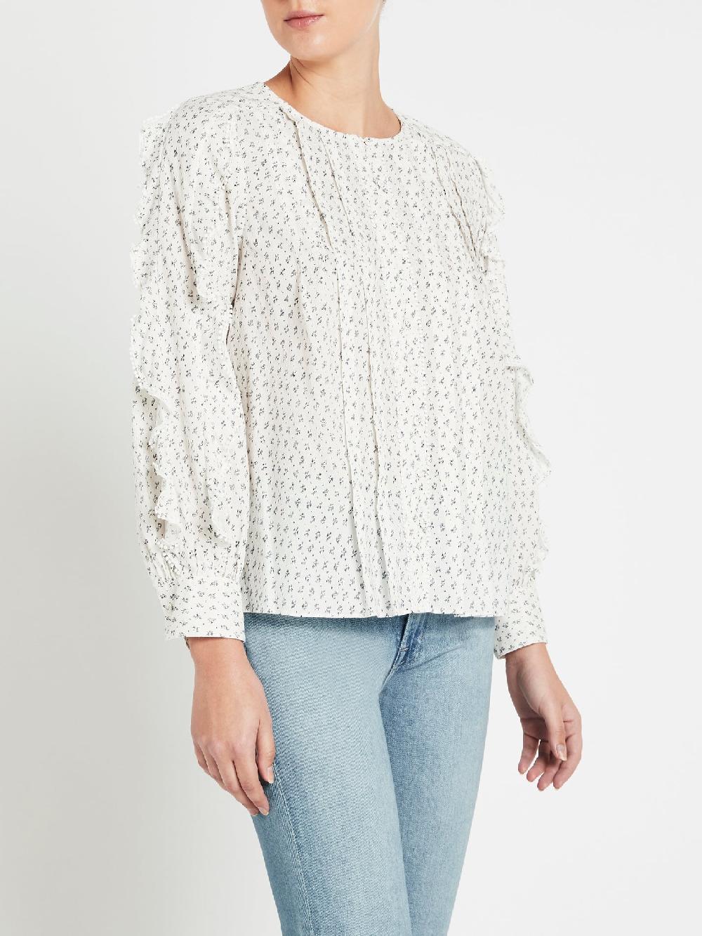 C & M Camilla And Marc Ikat Leaf Ruffle Blouse