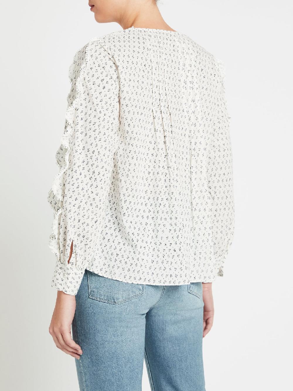 C & M Camilla And Marc Ikat Leaf Ruffle Blouse