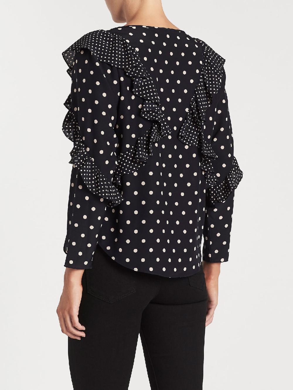 C & M Camilla And Marc Long Sleeve Dot Ruffle Top