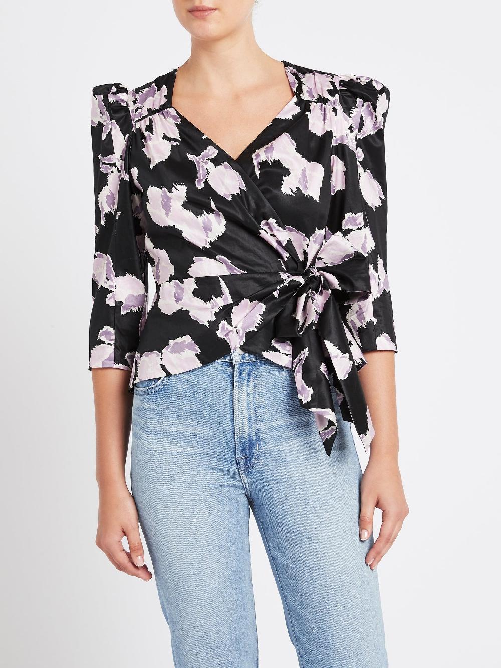 C & M Camilla And Marc Long Sleeve Ikat Bow Top