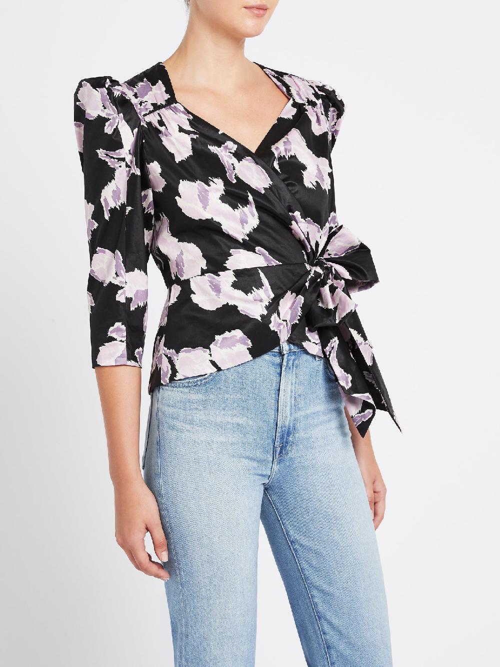 C & M Camilla And Marc Long Sleeve Ikat Bow Top