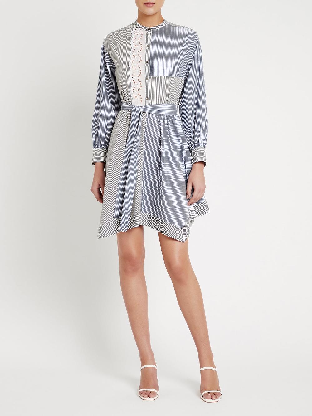 C & M Camilla And Marc Mixed Stripe And Eyelet Dress