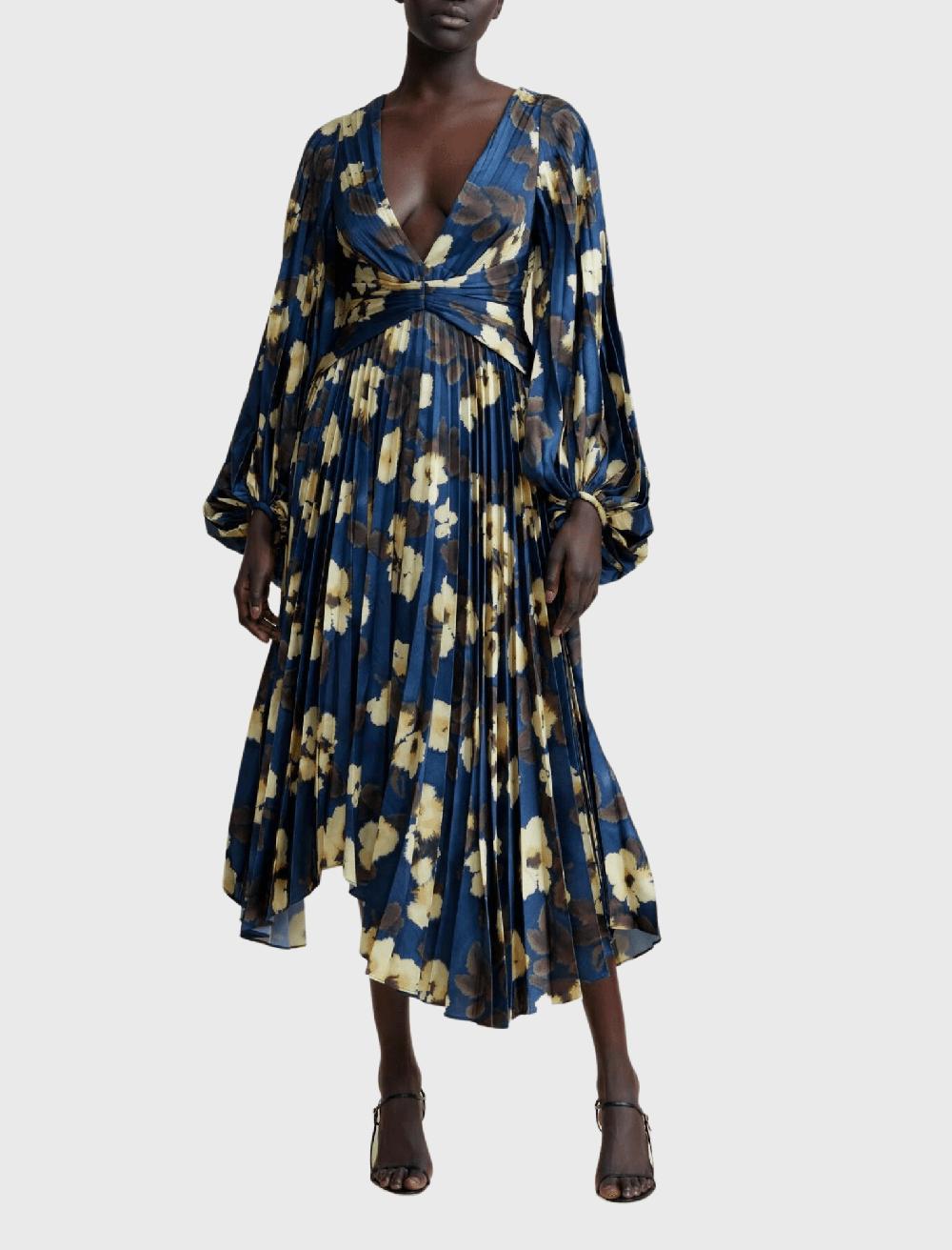 C & M Camilla And Marc Palms Long Sleeve Midi Dress