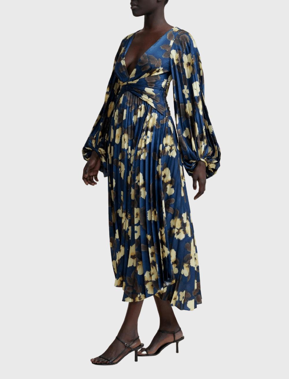 C & M Camilla And Marc Palms Long Sleeve Midi Dress