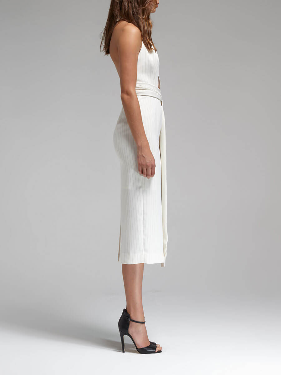 C & M Camilla And Marc Pinstripe Belted Waist Dress