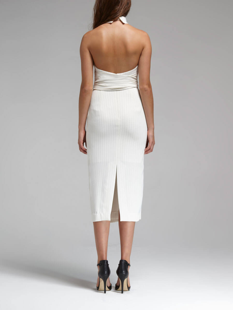 C & M Camilla And Marc Pinstripe Belted Waist Dress