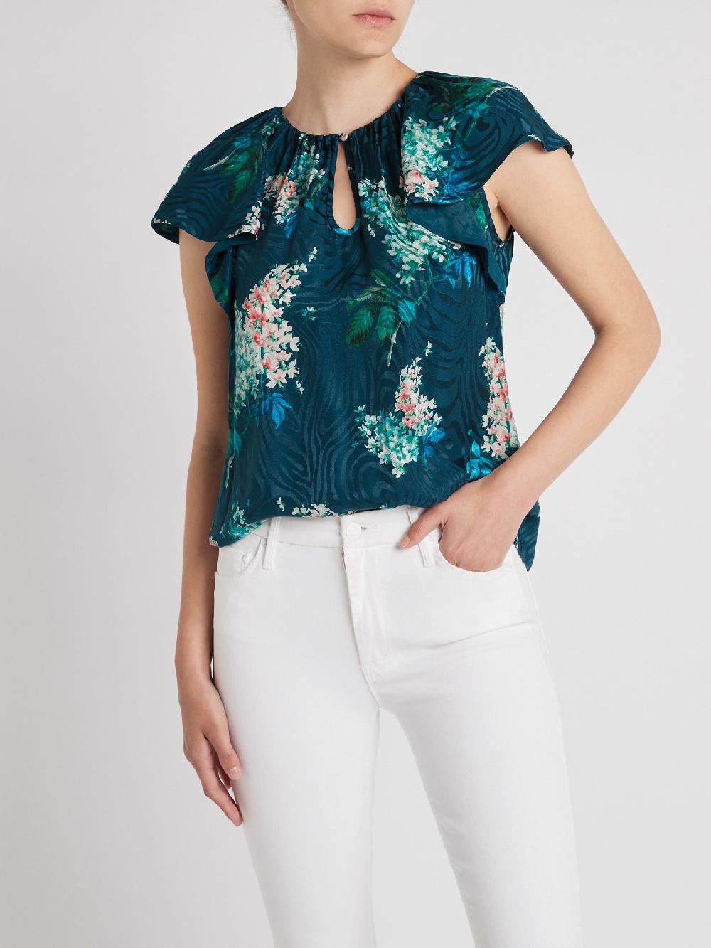 C & M Camilla And Marc Short Sleeve Hydrangea Top