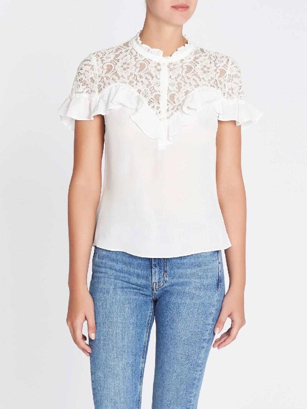 C & M Camilla And Marc Silk & Lace Ruffle Top