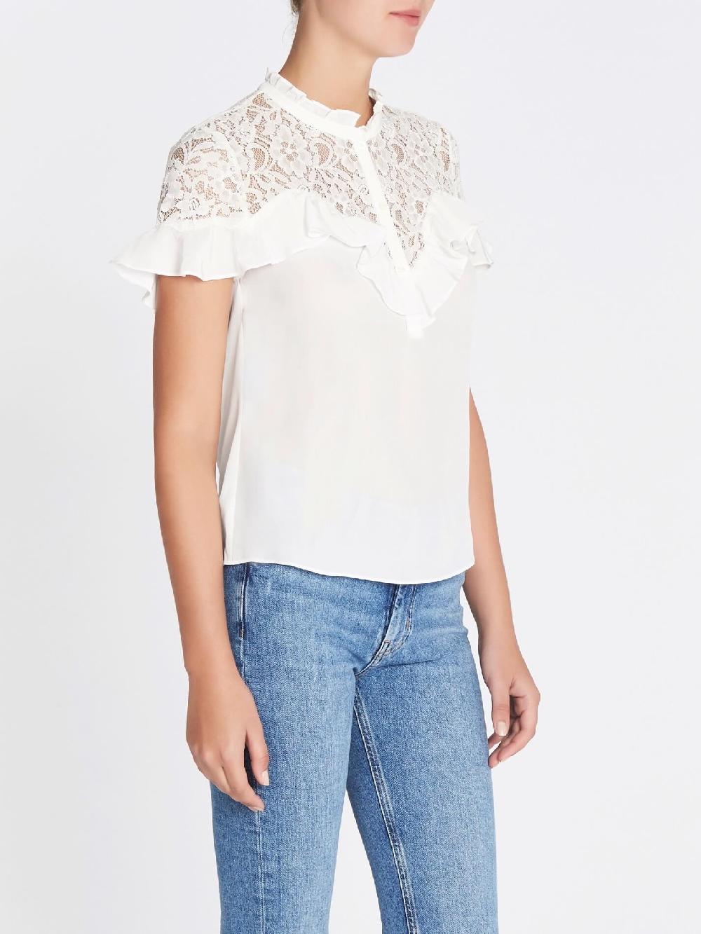 C & M Camilla And Marc Silk & Lace Ruffle Top