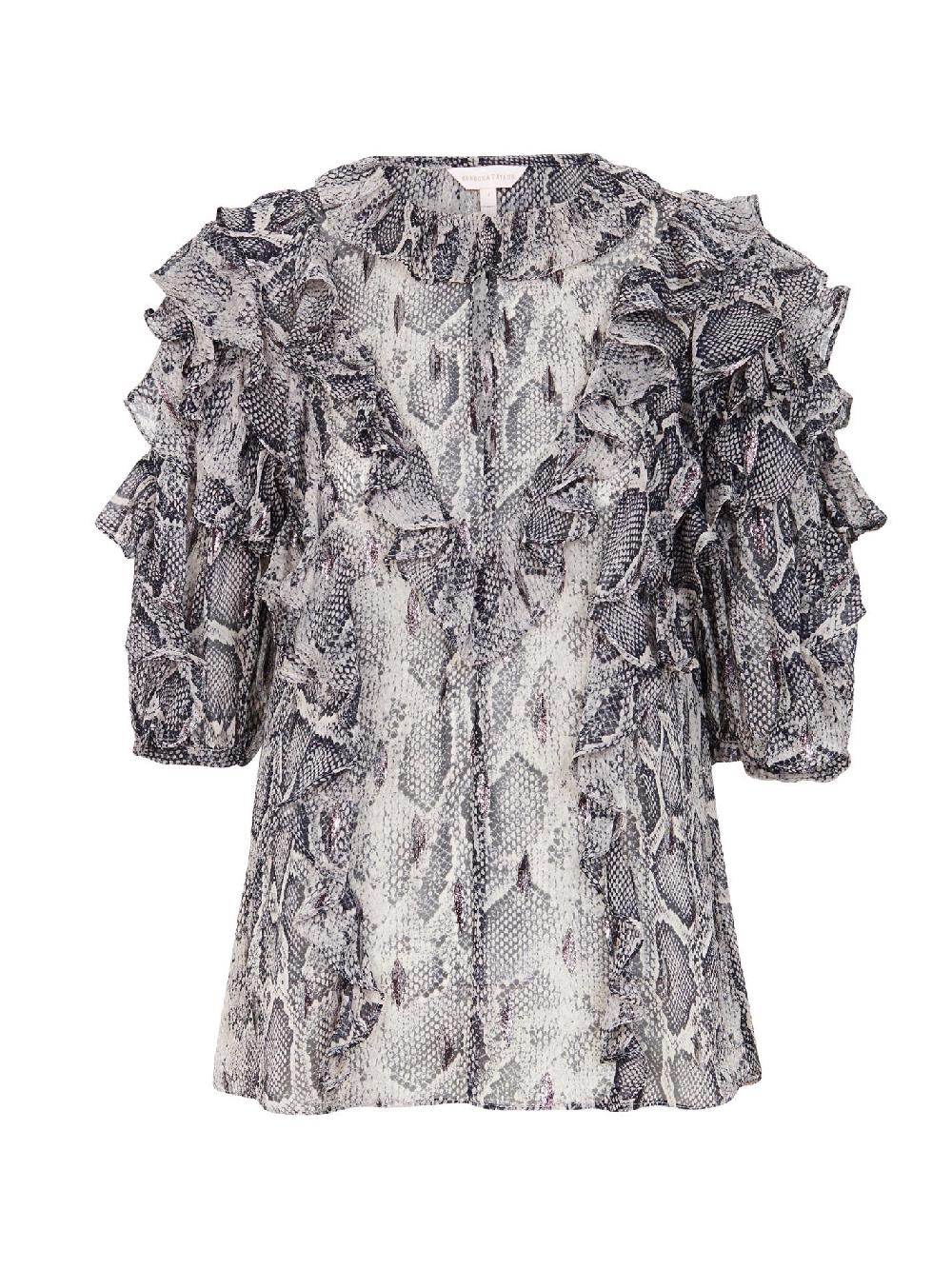 c & m camilla and marc Snake Print Clip Ruffle Top