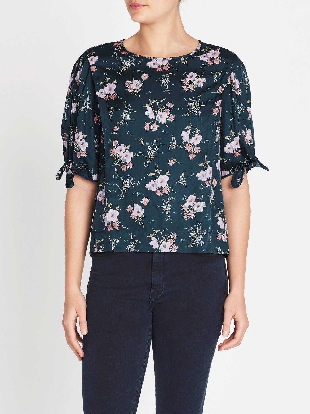 C & M Camilla And Marc Emilia Print Silk Twill Tie Top