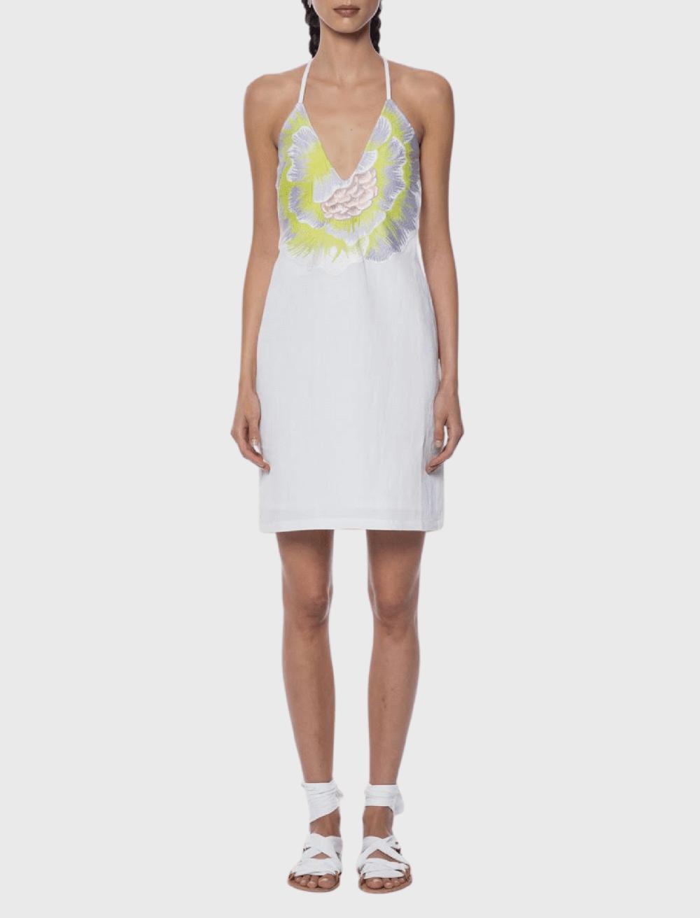 C & M Camilla And Marc Flower Embroidered V Neck Dress