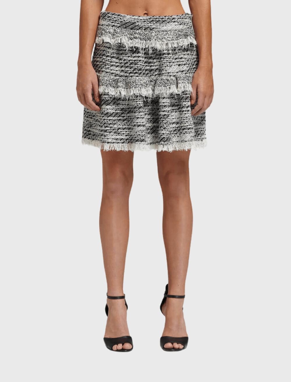 C & M Camilla And Marc Jorgina Tweed Mini Skirt In Black Ecru