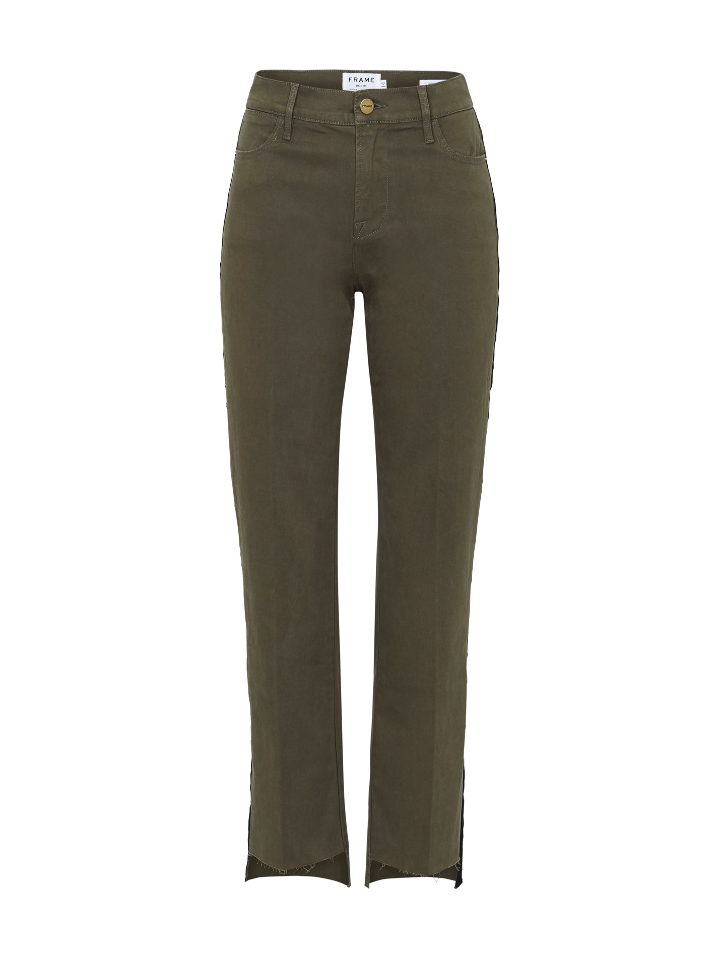 c & m camilla and marc Le High Straight Raw Stagger Tuxedo Tape Jean