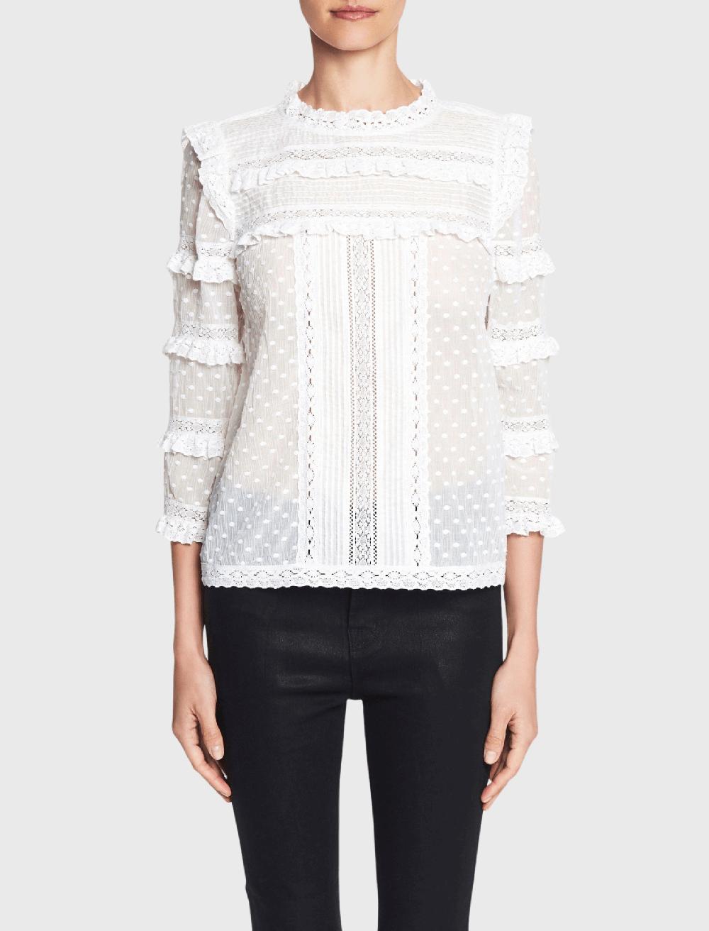 C & M Camilla And Marc Long Sleeve Moon Dot Embroidered Top