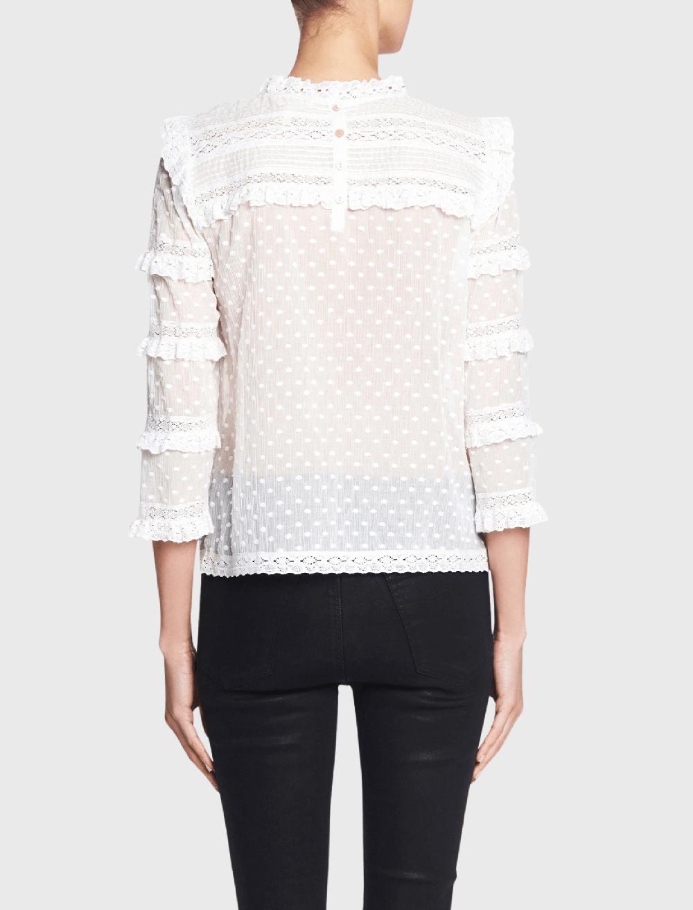 C & M Camilla And Marc Long Sleeve Moon Dot Embroidered Top