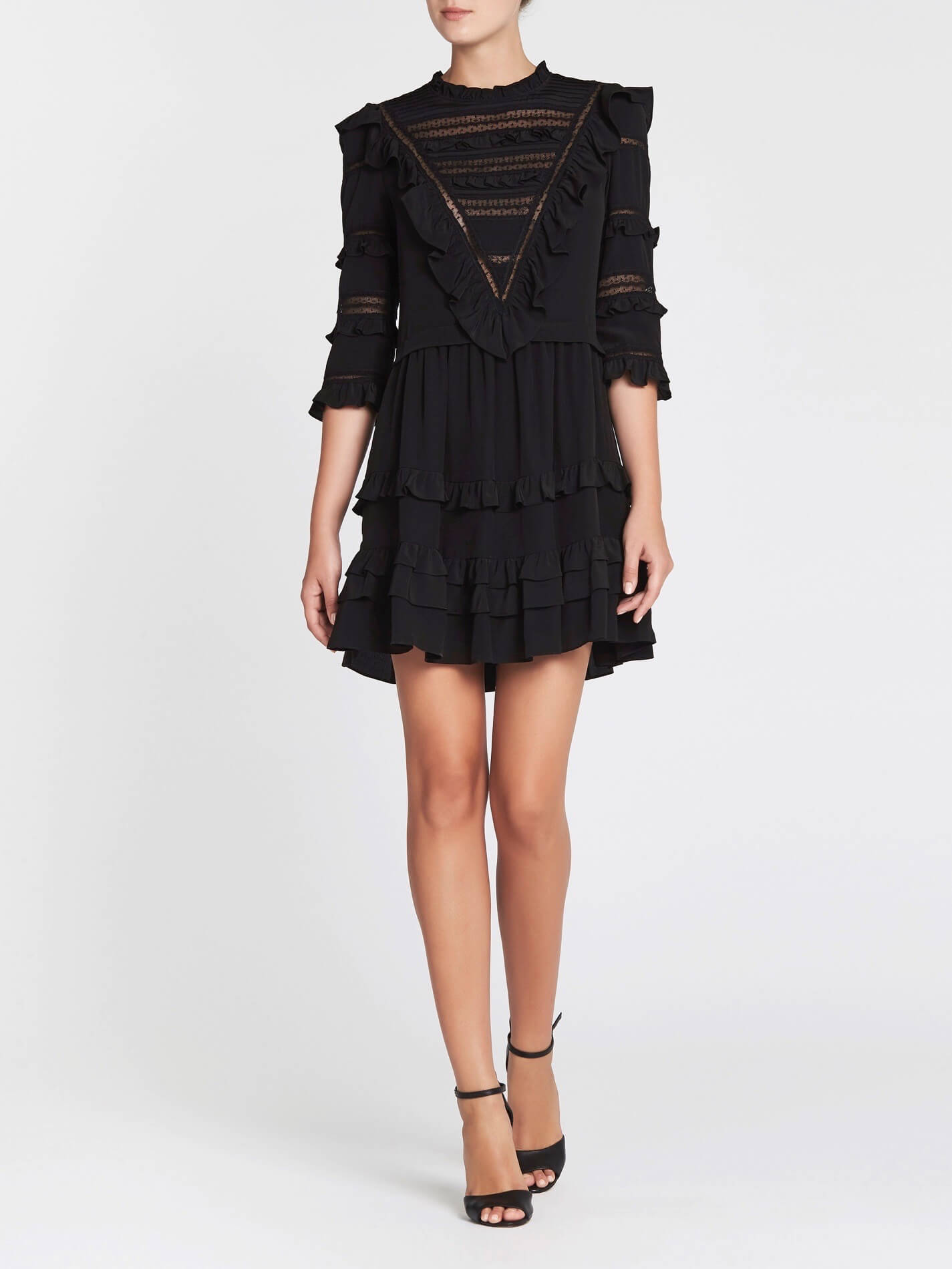 C & M Camilla And Marc Long Sleeved Silk And Lace Dress