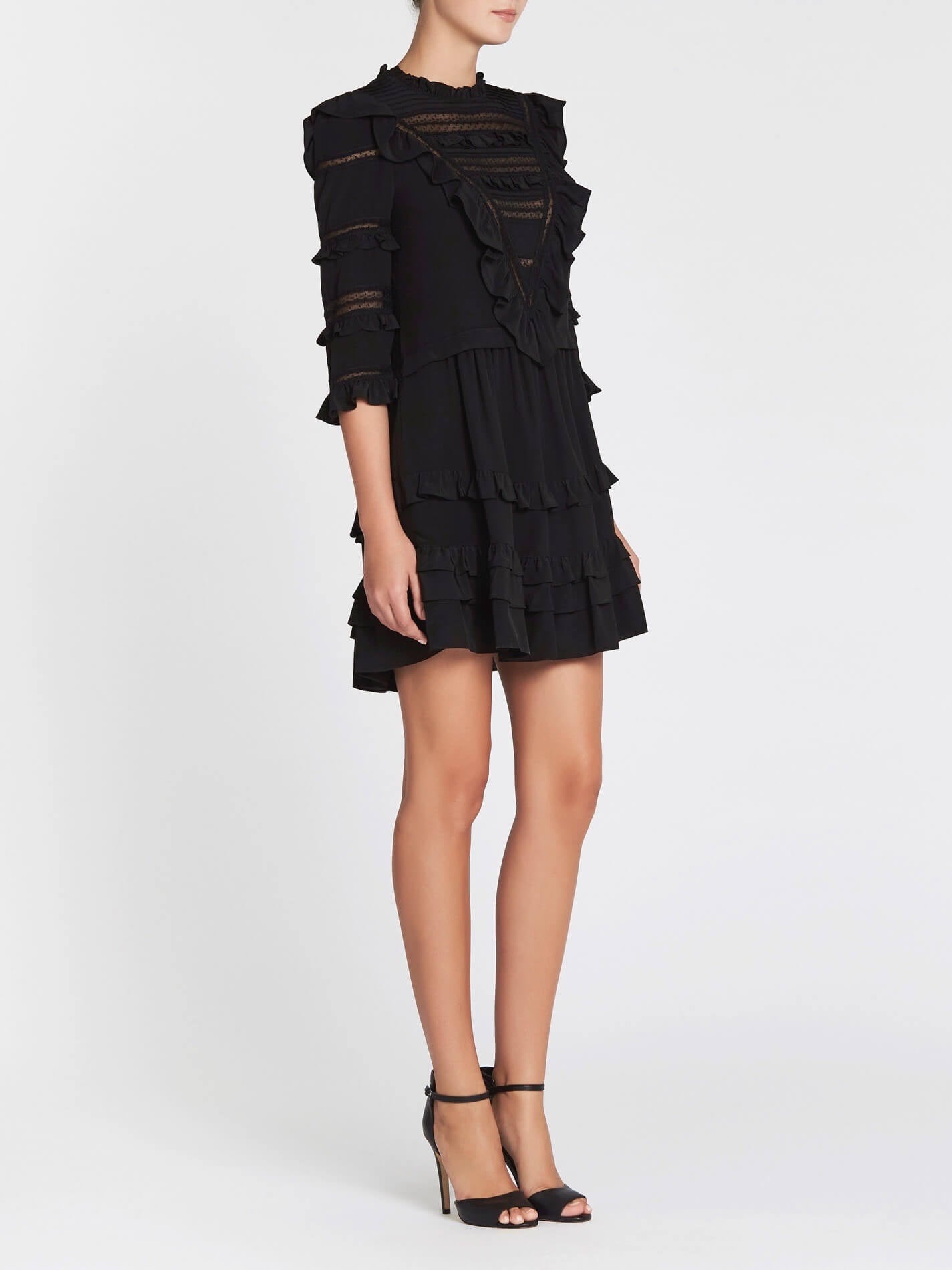 C & M Camilla And Marc Long Sleeved Silk And Lace Dress