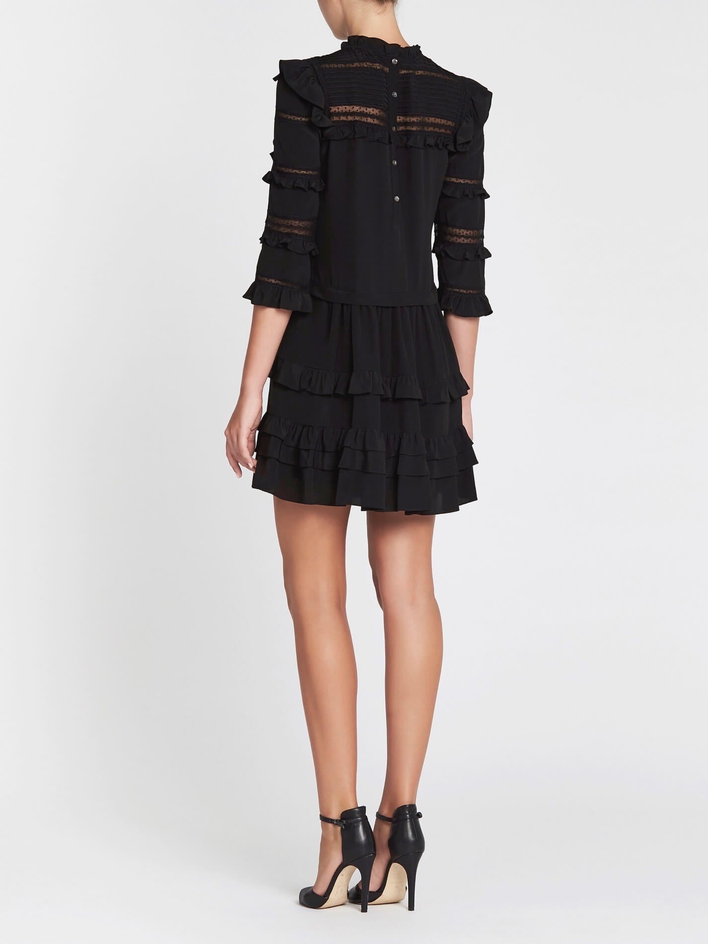 C & M Camilla And Marc Long Sleeved Silk And Lace Dress