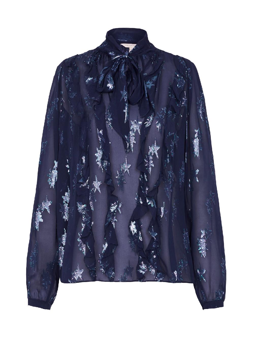 c & m camilla and marc Metallic Star Clip Tie Neck Top