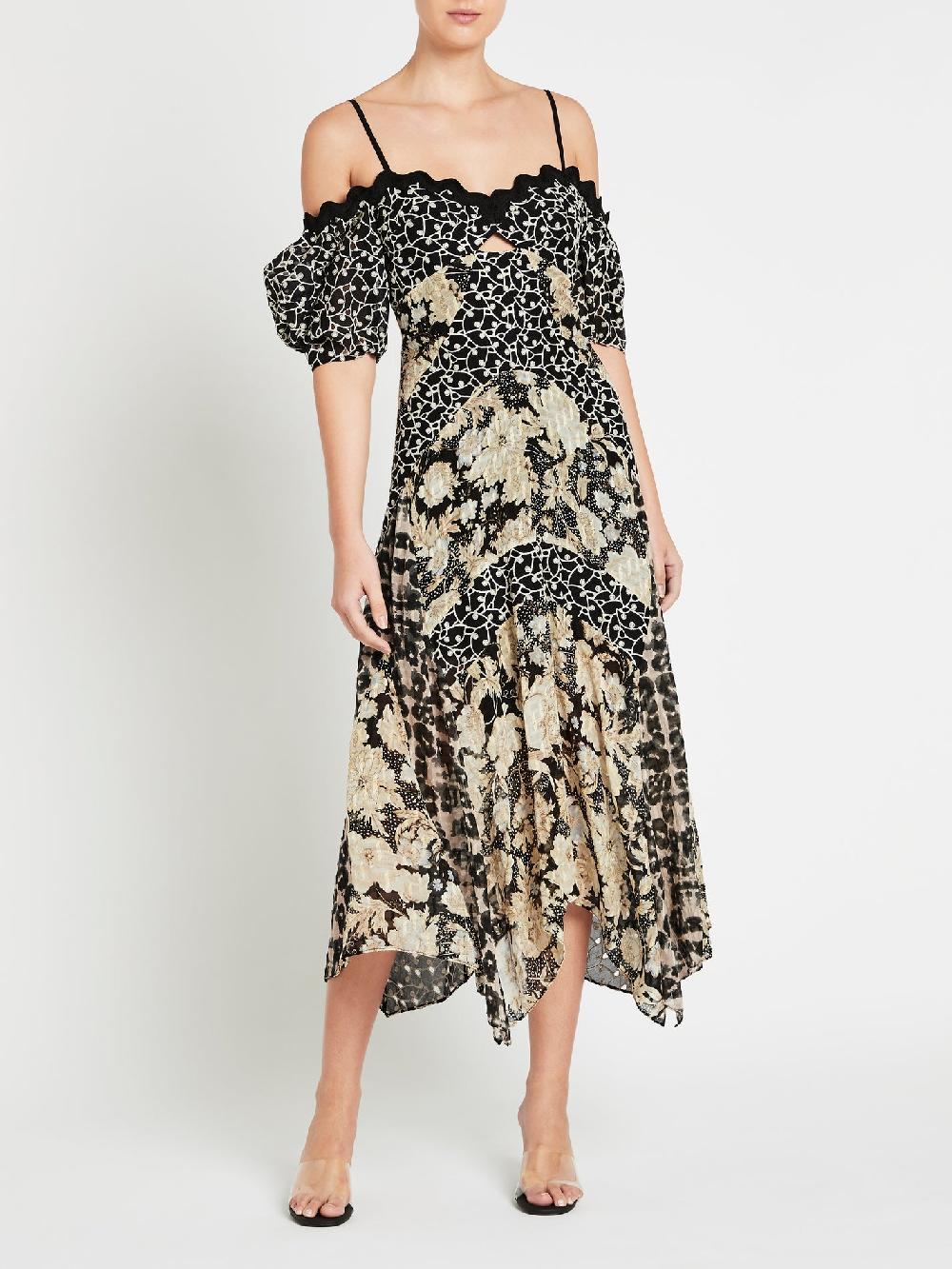 C & M Camilla And Marc Mixed Print Off Shoulder Dress