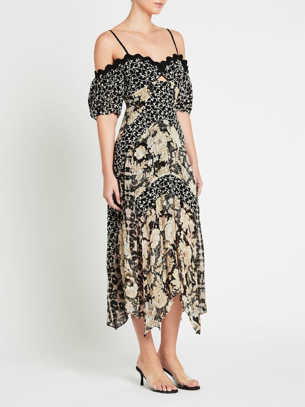 C & M Camilla And Marc Mixed Print Off Shoulder Dress