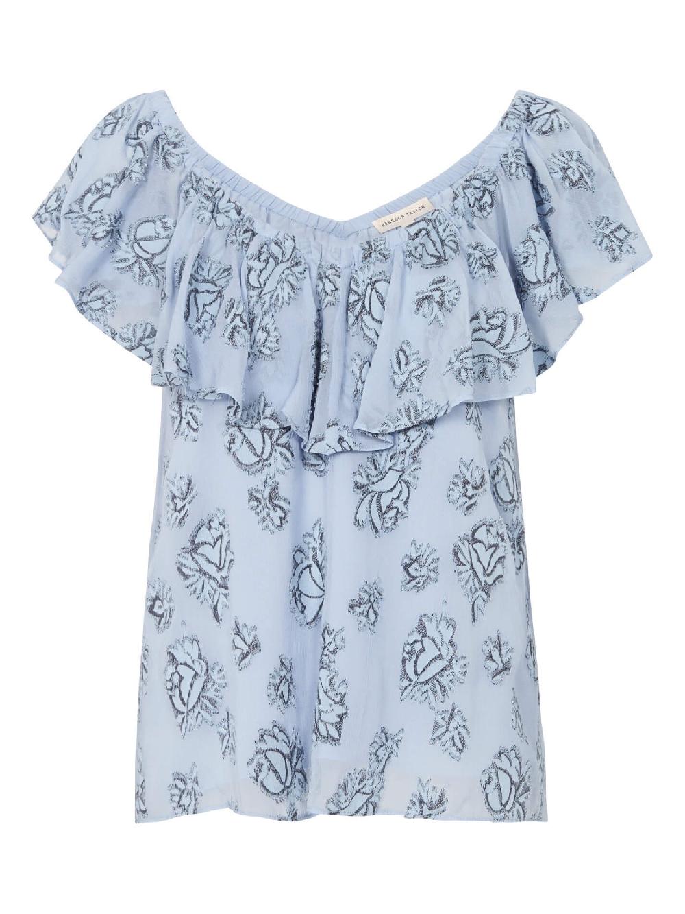 c & m camilla and marc Short Sleeve Rose Metallic Clip Top