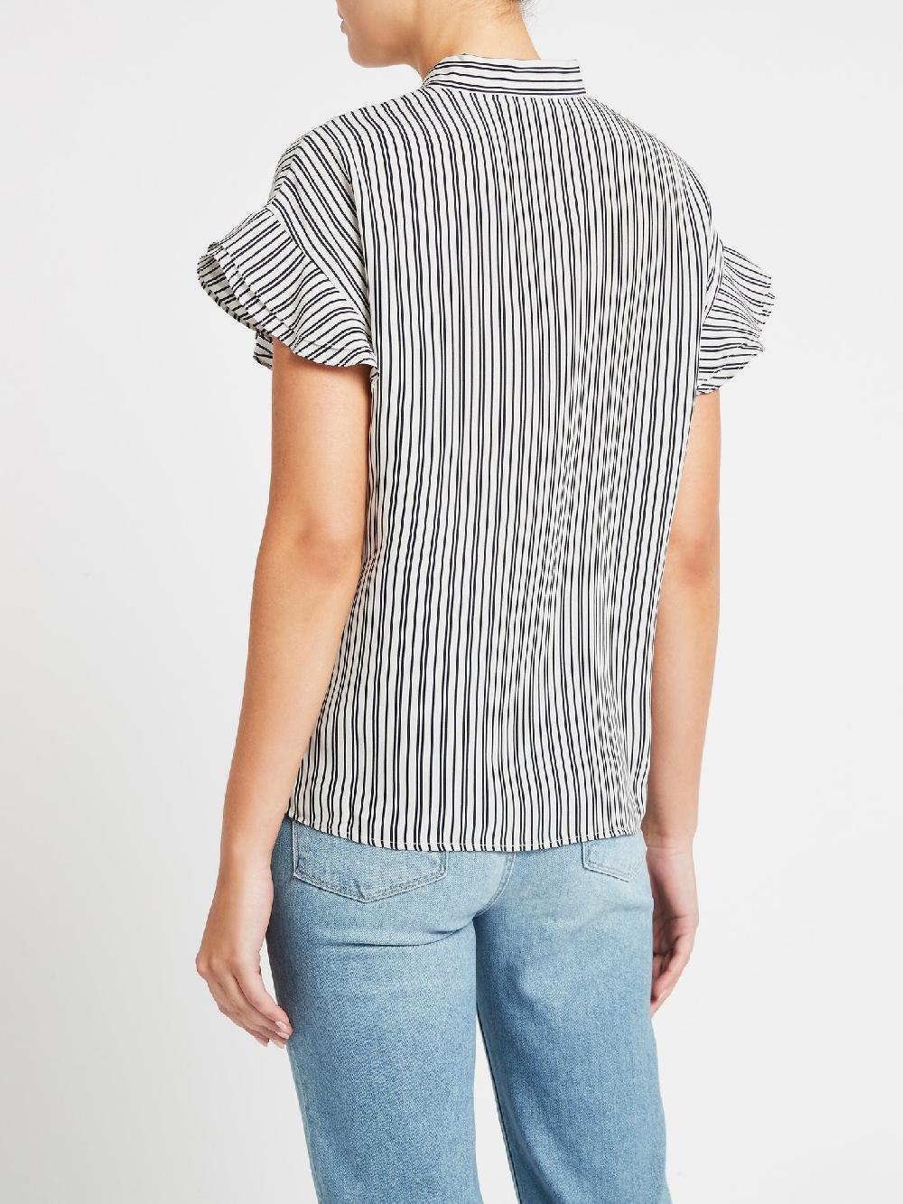 C & M Camilla And Marc Silk Flounce Short Sleeve Blouse