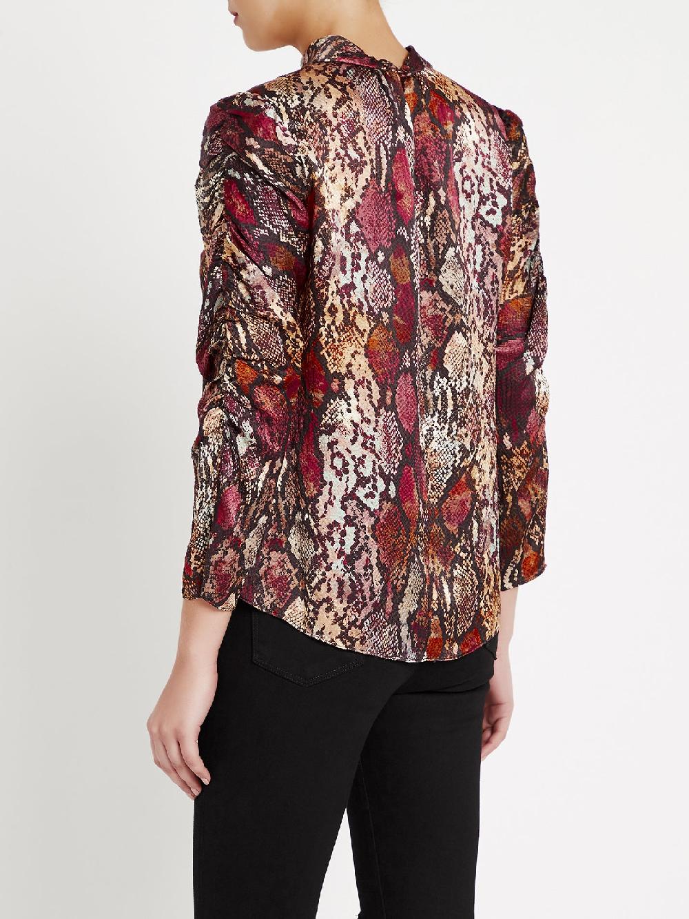 C & M Camilla And Marc Watercolor Snake Hammered Silk Top