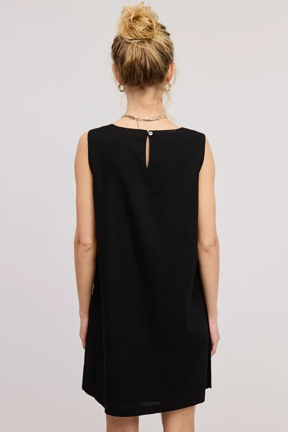 c collection Wooden Side Button Linen Dress