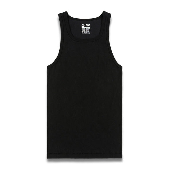 c in² Layers Classic Ribbed Fitted Tank Black